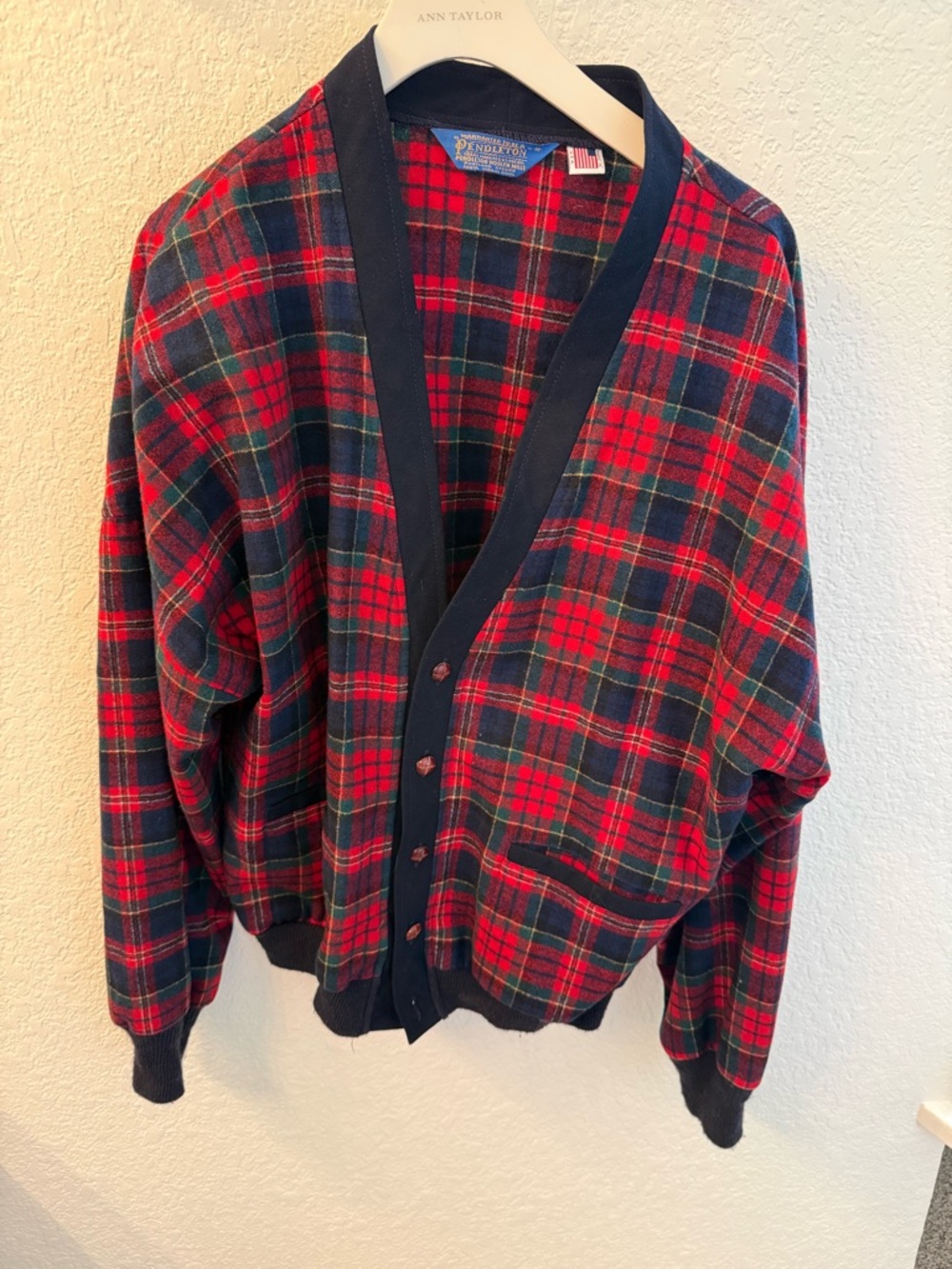 Pendleton Red, Green & Navy Plaid Wool Jacket